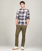 Tommy Hilfiger Men's Iconic Linen Check Slim-Fit Long-Sleeve Shirt