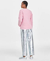 On 34th Womens Boucle Sweater Metallic Faux Leather Pants Sneakers Created For Macys