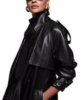 Donna Karan New York Women's Belted Leather Trench Coat