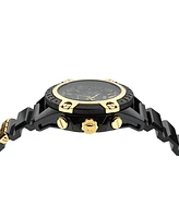 Versace Men's Swiss Chronograph Black Silicone Strap Watch 44mm