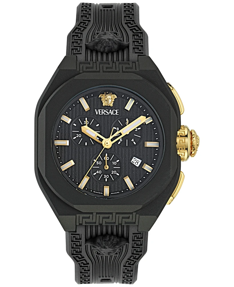 Versace Men's Swiss Chronograph Silicone Strap Watch 44mm