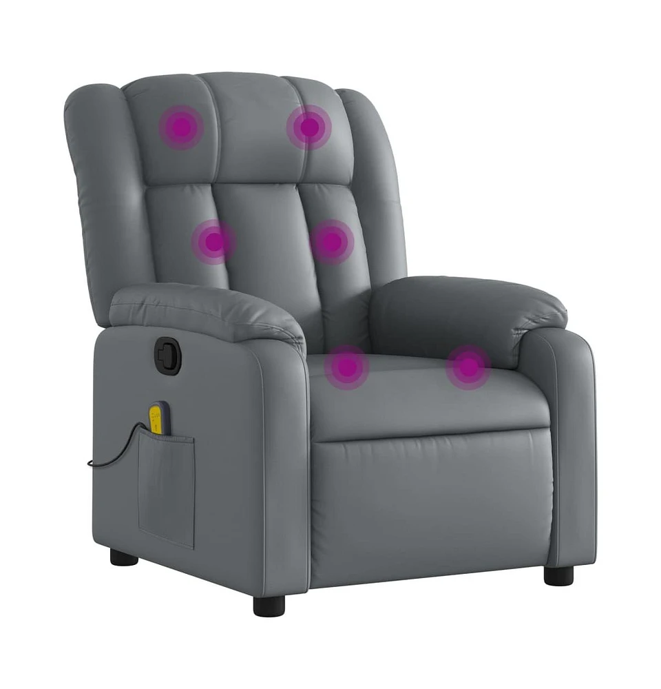 Massage Recliner Chair Gray Faux Leather