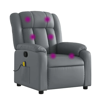Massage Recliner Chair Gray Faux Leather