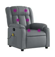 Massage Recliner Chair Gray Faux Leather