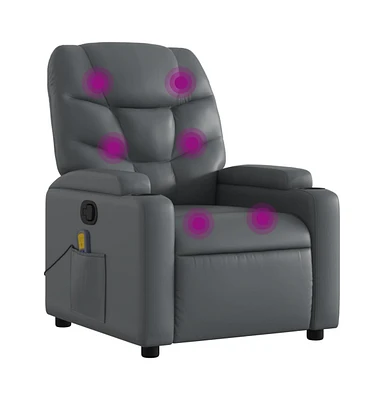 Massage Recliner Chair Gray Faux Leather