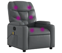 Massage Recliner Chair Gray Faux Leather