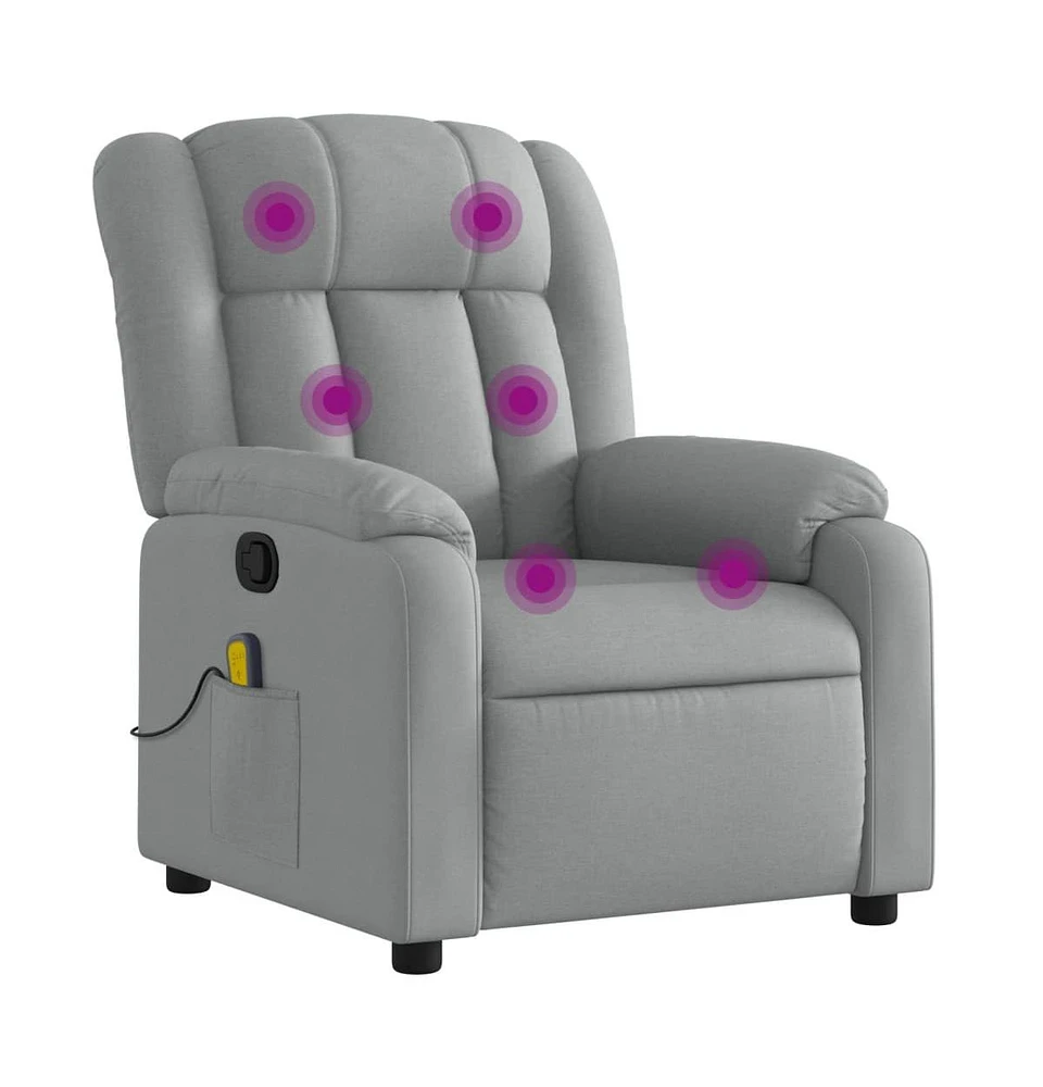 Massage Recliner Chair Light Gray Fabric