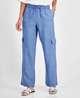 Charter Club Women's Woven Linen Delave Cargo Pants, Created for Macy's