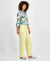 Charter Club Women's 100% Linen Drawstring-Waist Pants, Created for Macy's