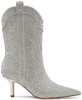 Steve Madden Women's Leigha Rhinestone Kitten-Heel Western Booties