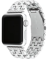 Coach Women's Silver Stainless Steel with Crystals Apple Watch Strap for 38mm, 40mm, 41mm