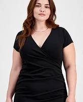 Almost Famous Trendy Plus Short-Sleeve Wrap Dress