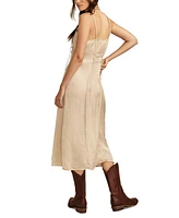 Lucky Brand Women's Pintuck Lace Button-Front Slip Dress