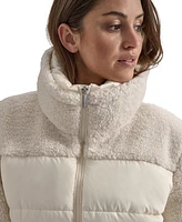 Dkny Jeans Women's Faux-Sherpa Puffer Mixed Coat - G0H