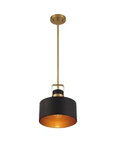 Possini Euro Design Courtney Soft Gold Mini Pendant Lighting 10" Wide Modern Matte Black Outer Gold Inner Drum Shade Fixture for Dining Room Home Foye