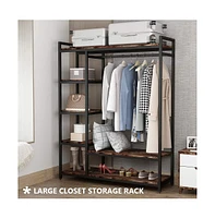 Tribesigns Free-standing Closet Organizer, Heavy Duty Clothes Closet, Portable Garment Rack with 6 Shelves and Hanging rod