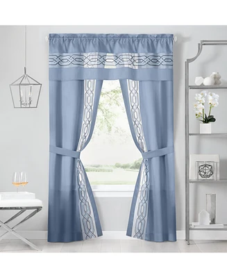 Kate Aurora Pacifico 5 Piece Rod Pocket All One Attached Semi Sheer Window Curtain Panels & Valance Set