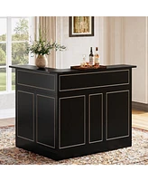 Tribesigns Bar Cabinet, L-Shaped Home Table with Stemware Racks