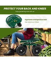 Sugift Garden Rolling Workseat with 360° Swivel Seat and Adjustable Height