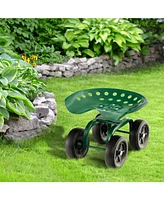 Sugift Garden Rolling Workseat with 360° Swivel Seat and Adjustable Height