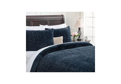 Chanasya Premium Soft Cloud Faux Fur Duvet Cover Bedding Set King Size - 3 Piece Combo Set - Textured Embossed Fuzzy Soft Velvet Mink Bedcover