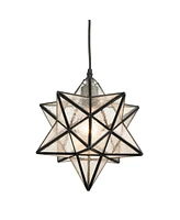 Moose Moravian Star Pendant Light Seeded Glass Shade 12 Inches