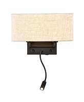 Moose Black Wall Mounted Bedside Lamps with Switch Usb Ports and Led Reading Spotlight Wall Focus Light