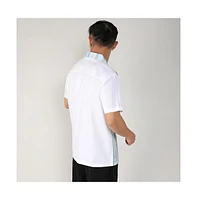 Men's Light Blue & Pale Yellow Fish Eye Ethnic Shirt