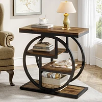 Tribesigns End Table for Living Room, 4-Tier Narrow Side Table with Storage Shelves, Industrial Bedside Table for Bedroom, Wood Small Sofa Side Table