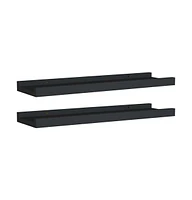 vidaXL Picture Frame Ledge Shelves 2 pcs Black 15.7"x3.5"x1.2" Mdf