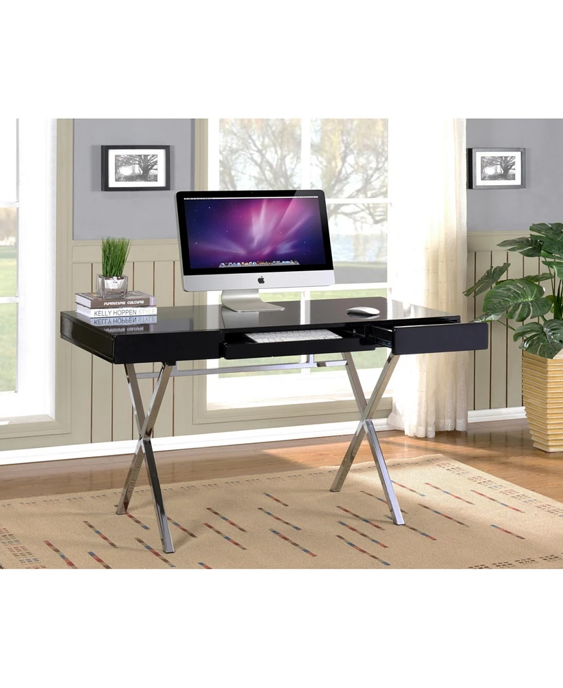 Kings Brand Furniture Contemporary Style Home & Office Desk, White/Chrome