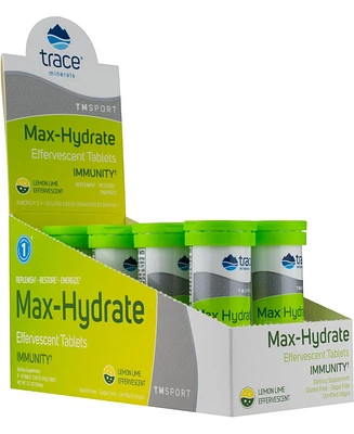 Trace Minerals Max Hydrate Immunity | High Performance Electrolyte Fizzing, Immune Support | Magnesium, Sodium, Potassium, Vitamin C Non Gmo | Lemon L