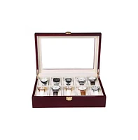 Slickblue 10-Slot Watch Case with Large Glass Lid for Elegant Timepiece Display