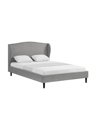 Rustic Manor Knight Linen Platform Bed Queen