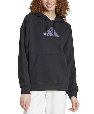 adidas Women's Holiday Graphic 3-Stripes Oversized Hoodie