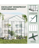 Costway Portable Mini Greenhouse with 3 Tiers 8 Shelves Roll-up Zippered Door for Plants