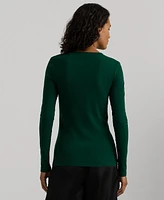 Lauren Ralph Women's Cotton-Blend Long-Sleeve Top