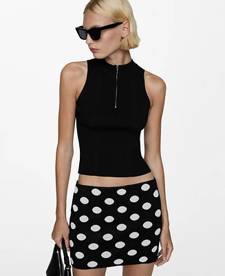 Mango Women's Polka-Dot Knitted Skirt