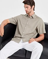 Alfani Men's Lobby Elevator Regular-Fit Stripe Button-Down Shirt, Created for Macy's