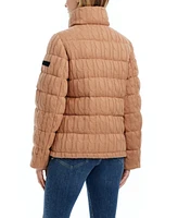 Sanctuary Women's Single-Breasted Cable Knit + Cire Mix Puffer Jacket