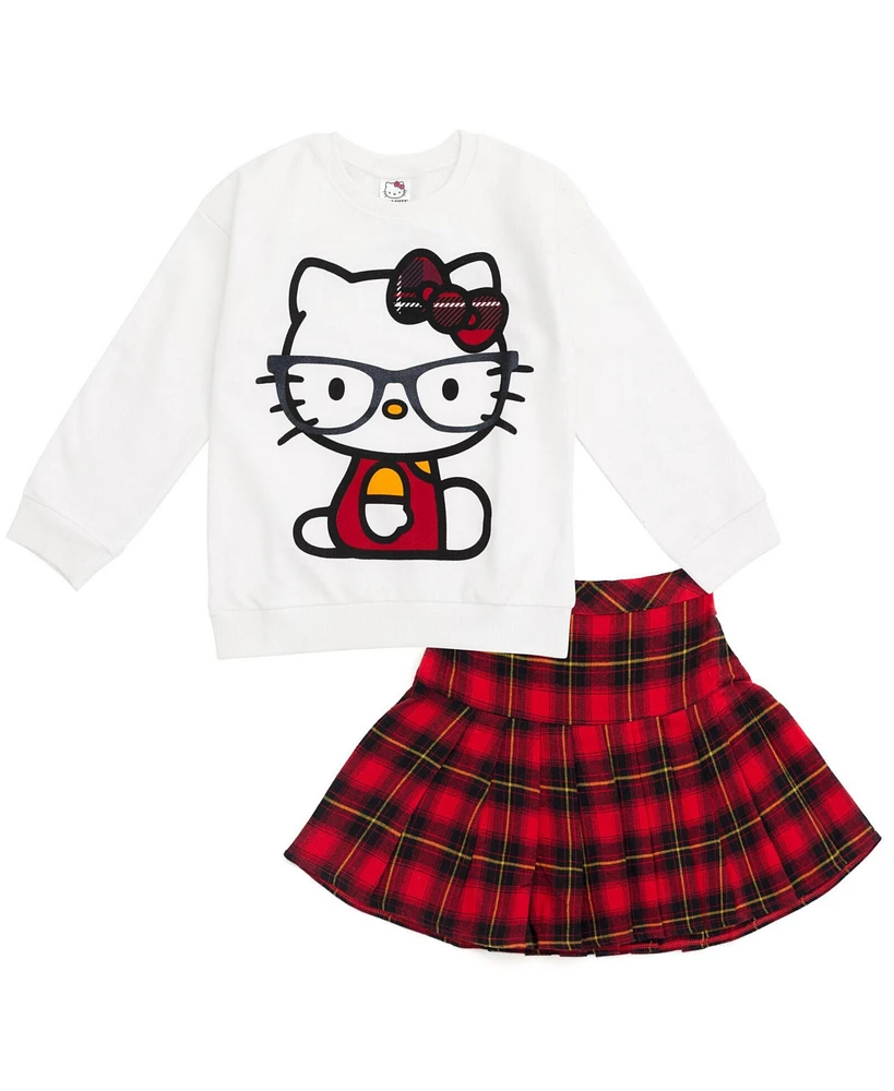 Hello Kitty Toddler Girls Fleece Sweatshirt and Skirt to