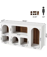 Tribesigns 59" White Console Table, Modern Entryway Table, Wooden Storage Organizer Entrance Table with 6 Compartments, Long Sofa Table, Behind Couch