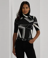 Lauren Ralph Women's Geo-Print Stretch Jersey Turtleneck