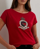 Lauren Ralph Women's Beaded-Crest Cotton Jersey Tee