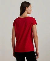 Lauren Ralph Women's Beaded-Crest Cotton Jersey Tee