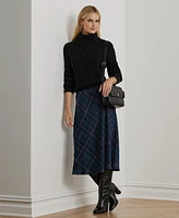 Lauren Ralph Women's Plaid Satin Charmeuse Midi Skirt