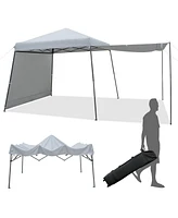 Skonyon Patio 10x10FT Instant Pop-up Canopy Folding Tent with Sidewalls and Awnings Outdoor-Gray