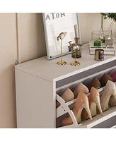 Famapy White Wooden Shoe Storage Cabinet,Simple and Fashion with 3-Drawers