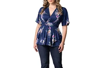 Kiyonna Plus Encore Short Sleeve Printed Top