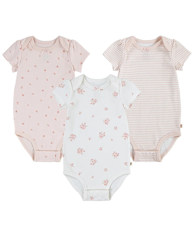 Huggies Baby Girls Organic Short Sleeve Bodysuits 3-Pack